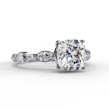 2.65 Carat Cushion Square Lab Grown Diamond Ring – Solitaire Engagement Ring– Lustraa’s Classic Cushion Cut Diamond Ring
