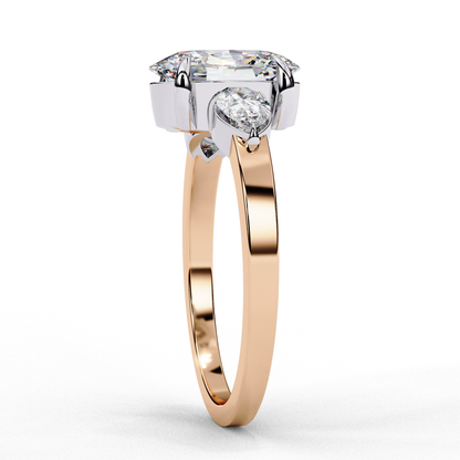 1.20 Carat Oval Cut Lab Grown Diamond Engagement Ring – Three Stone Diamond Ring with Pear Side Stones – Lustraa’s Three Stone Ring