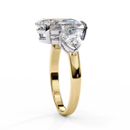 Pear Shaped Lab Grown Diamond Engagement Ring – 2.07 CT Three Stone Bridal Ring with Pear Side Diamonds - Lustraa’s Three Stone Ring