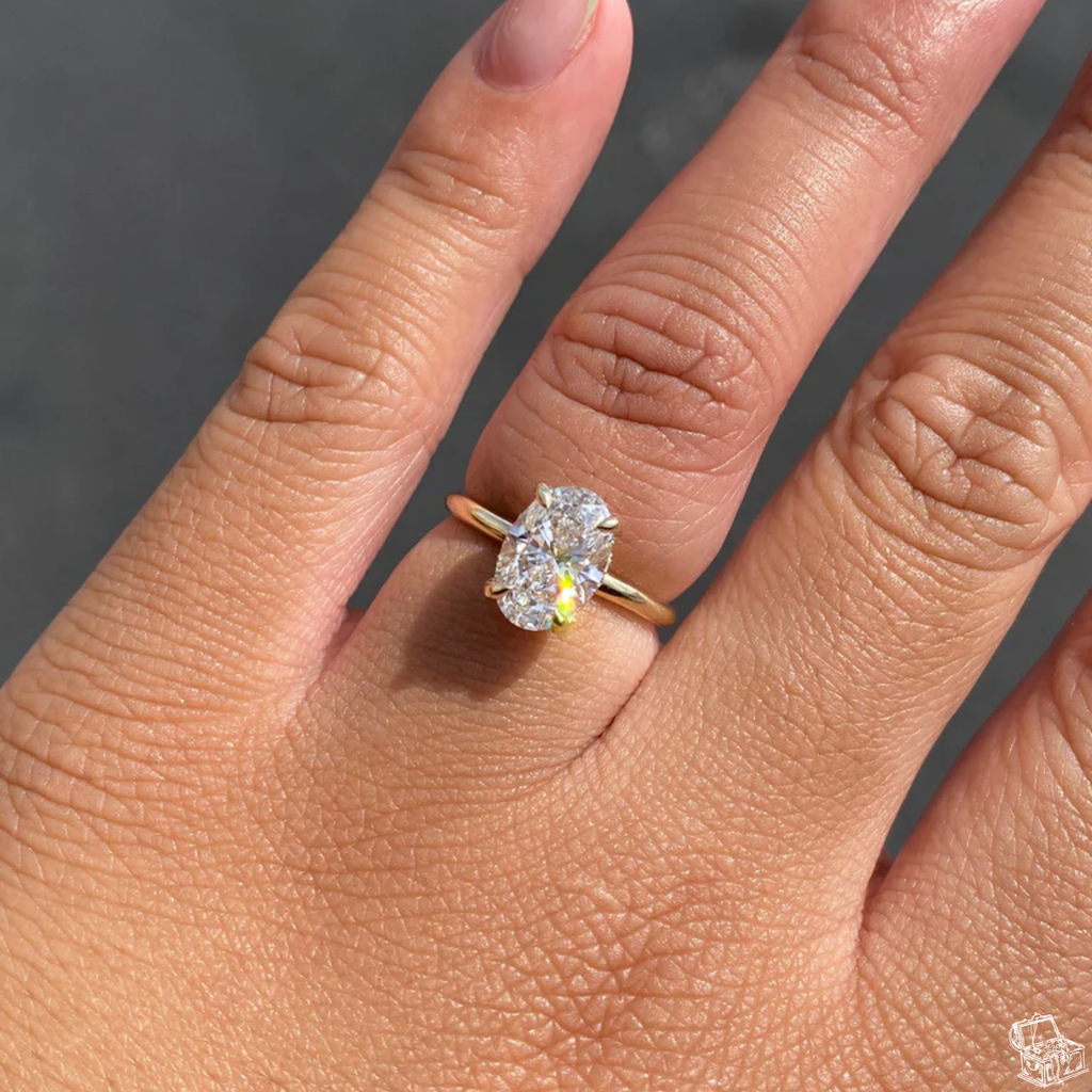 Oval Cut Lab Grown Diamond Solitaire Engagement Ring – Classic Oval Diamond Ring in Gold – Lustraa’s Elegant Oval Solitaire