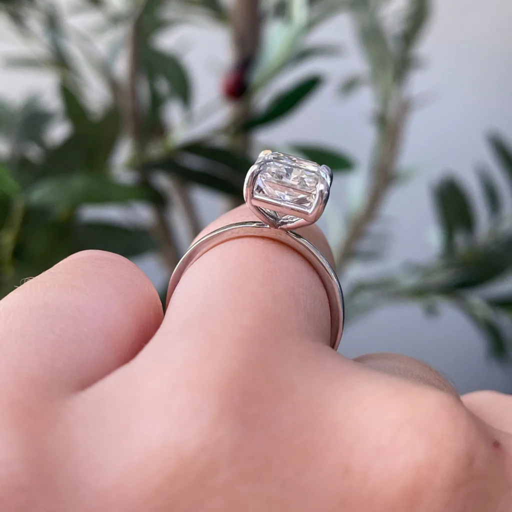 Radiant Cut Lab Grown Diamond Solitaire Engagement Ring – Classic Radiant Diamond Ring in Sleek Band – Lustraa’s Solitaire Ring