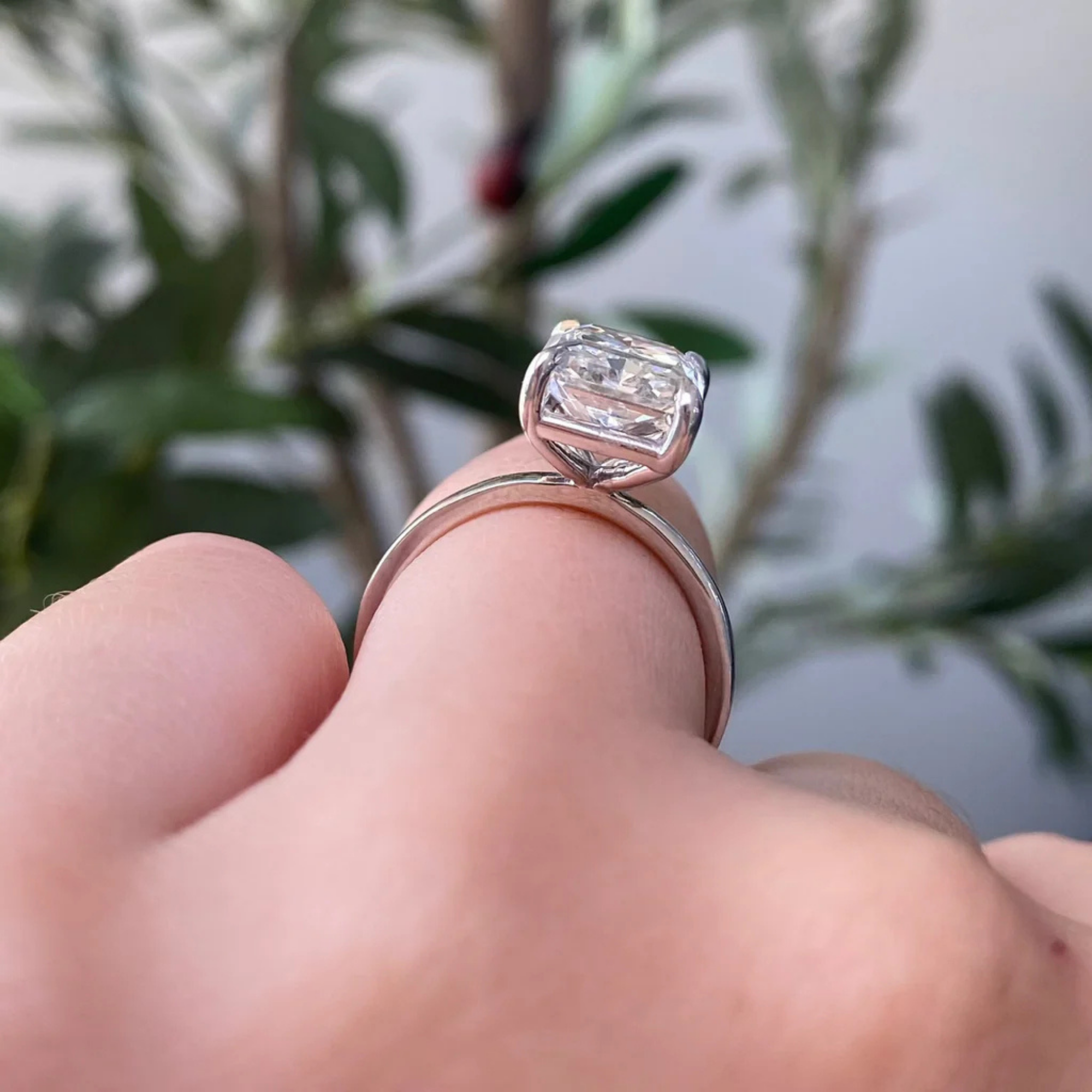 Radiant Cut Lab Grown Diamond Solitaire Engagement Ring – Classic Radiant Diamond Ring in Sleek Band – Lustraa’s Solitaire Ring