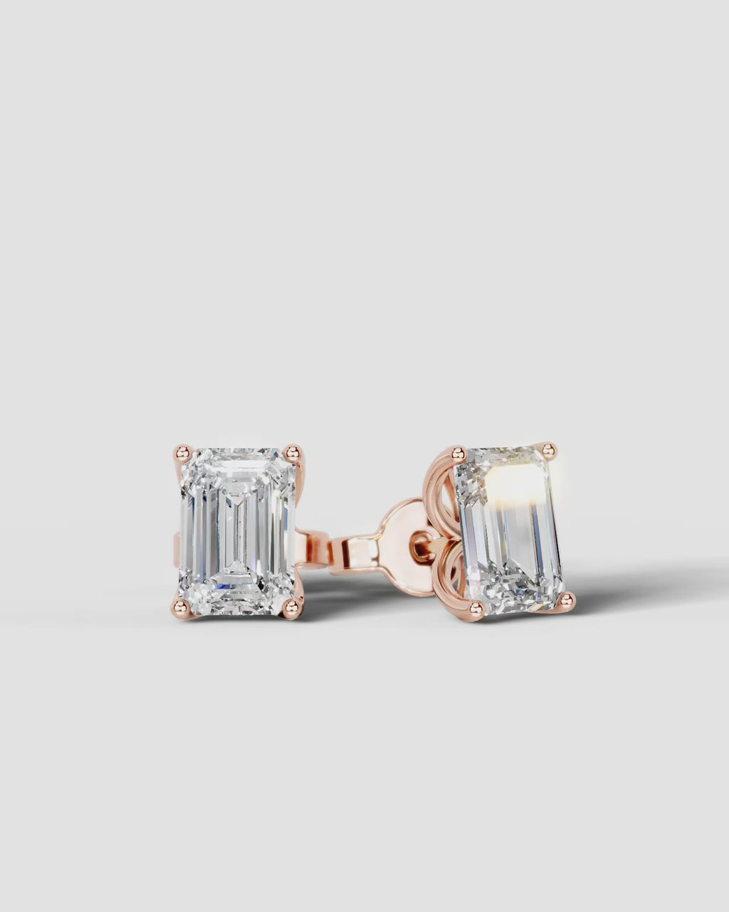 Lab Grown Diamond Emerald Solitaire Stud Earrings