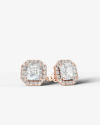 Lab Grown Diamond Asscher Cut Halo Stud Earrings