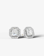 Lab Grown Diamond Asscher Cut Halo Stud Earrings