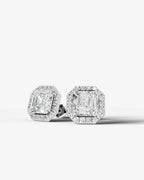 Lab Grown Diamond Asscher Cut Halo Stud Earrings