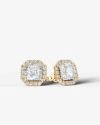 Lab Grown Diamond Asscher Cut Halo Stud Earrings