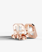 Lab Grown Diamond Elongated Radiant Cut Halo Stud Earrings