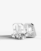 Lab Grown Diamond Elongated Radiant Cut Halo Stud Earrings