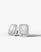 Lab Grown Diamond Elongated Radiant Cut Halo Stud Earrings