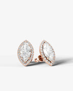 Lab Grown Diamond Crown Marquise Halo Stud Earrings