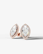 Lab Grown Diamond Crown Marquise Halo Stud Earrings