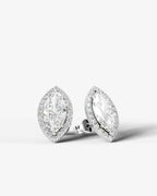 Lab Grown Diamond Crown Marquise Halo Stud Earrings