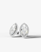 Lab Grown Diamond Crown Marquise Halo Stud Earrings