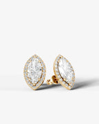 Lab Grown Diamond Crown Marquise Halo Stud Earrings