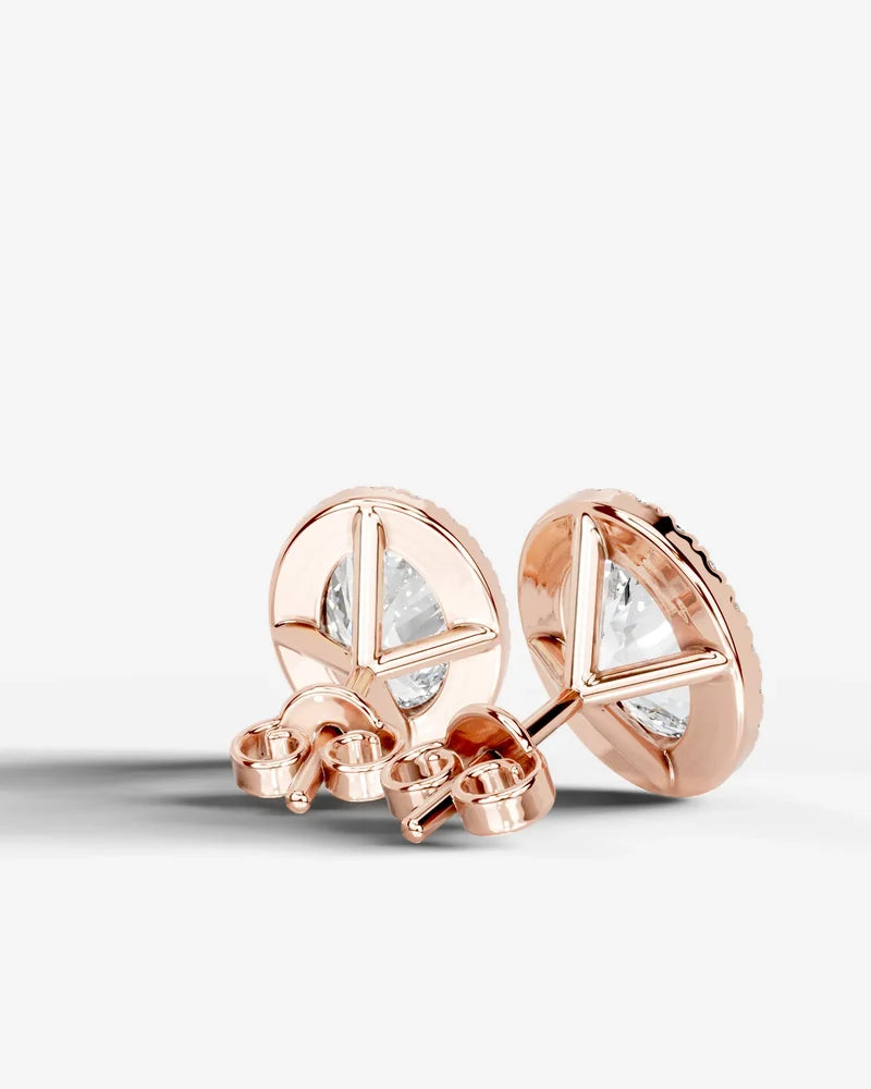 Lab Grown Diamond Oval Cut Micropavé Halo Stud Earrings