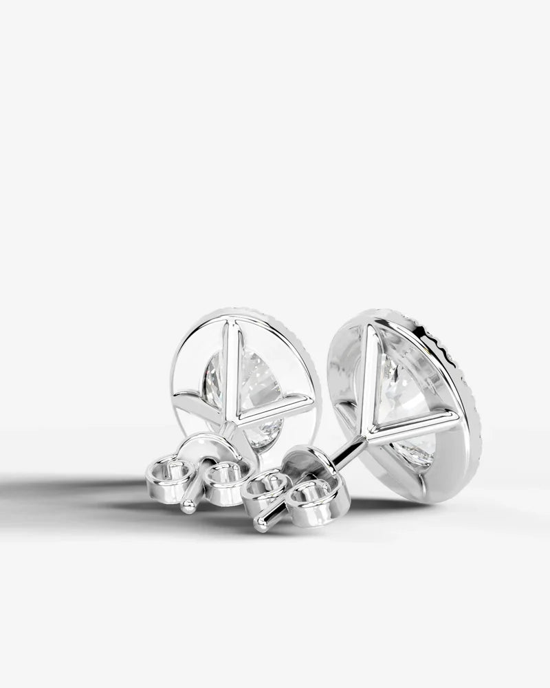 Lab Grown Diamond Oval Cut Halo Stud Earrings