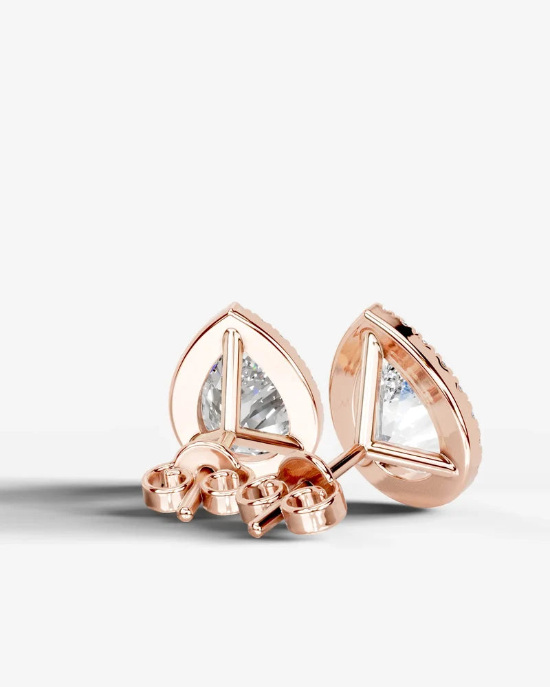 Lab Grown Diamond Pear Cut Halo Stud Earrings