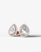 Lab Grown Diamond Pear Cut Halo Stud Earrings