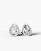 Lab Grown Diamond Pear Cut Halo Stud Earrings