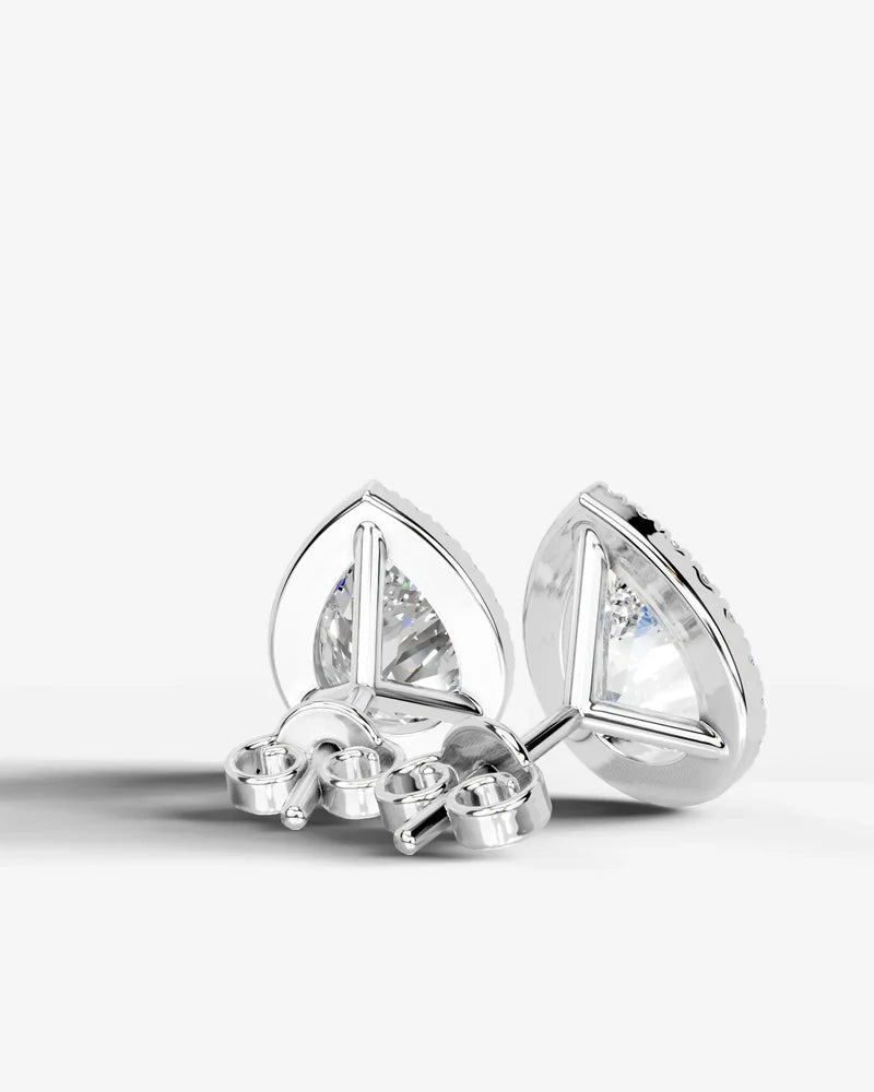 Lab Grown Diamond Pear Cut Halo Stud Earrings