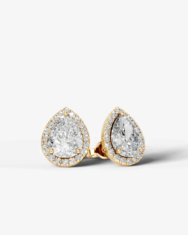 Lab Grown Diamond Pear Cut Halo Stud Earrings