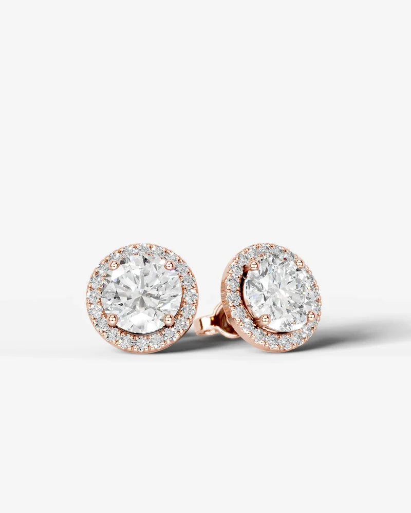 Lab Grown Diamond Round Cut Solitaire Stud Earrings