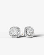 Lab Grown Diamond Cushion Cut Halo Stud Earrings
