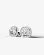 Lab Grown Diamond Cushion Cut Halo Stud Earrings