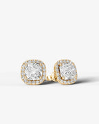 Lab Grown Diamond Cushion Cut Micropavé Halo Stud Earrings