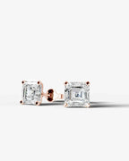 Lab Grown Diamond Art Deco Octagon Asscher Solitaire Stud Earrings
