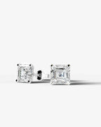 Lab Grown Diamond Art Deco Octagon Asscher Solitaire Stud Earrings