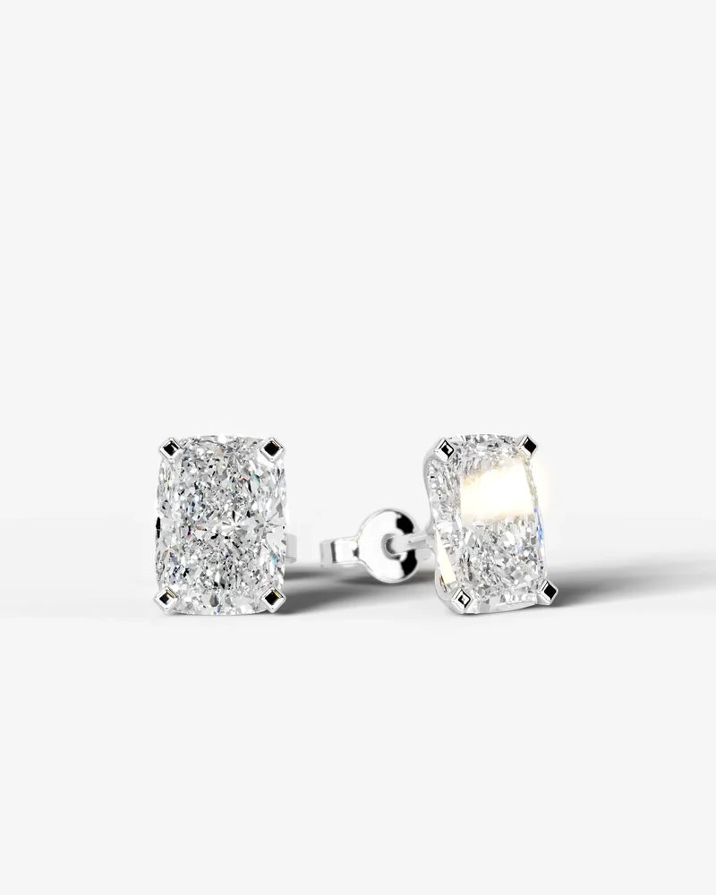 Lab Grown Diamond Velvet Contour Elongated Cushion Solitaire Stud Earrings