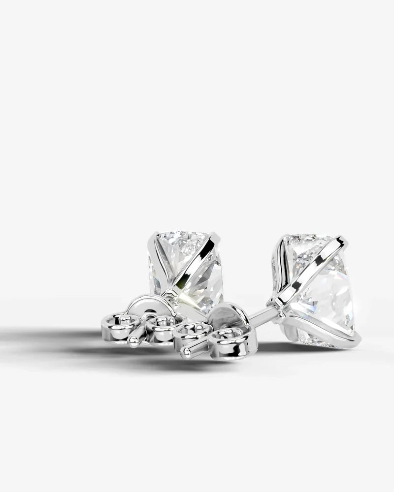 Lab Grown Diamond Velvet Contour Elongated Cushion Solitaire Stud Earrings