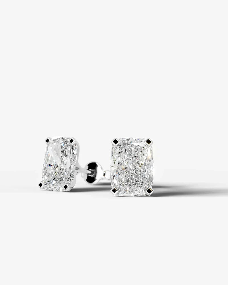Lab Grown Diamond Velvet Contour Elongated Cushion Solitaire Stud Earrings