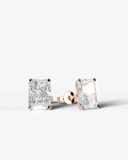 Lab Grown Diamond Radiant Silhouette Elongated Radiant Solitaire Stud Earrings