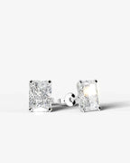 Lab Grown Diamond Radiant Silhouette Elongated Radiant Solitaire Stud Earrings
