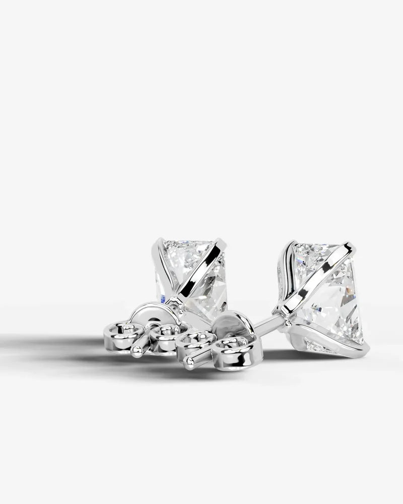 Lab Grown Diamond Radiant Silhouette Elongated Radiant Solitaire Stud Earrings