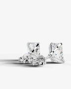 Lab Grown Diamond Radiant Silhouette Elongated Radiant Solitaire Stud Earrings