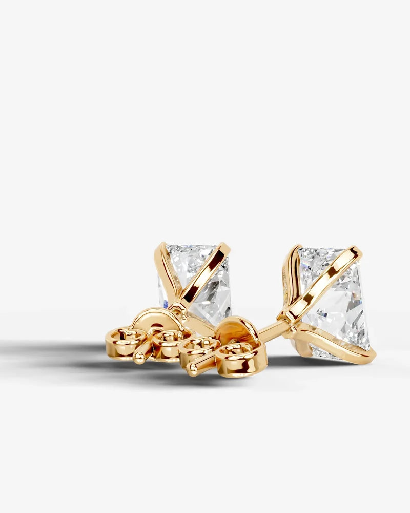 Lab Grown Diamond Radiant Silhouette Elongated Radiant Solitaire Stud Earrings