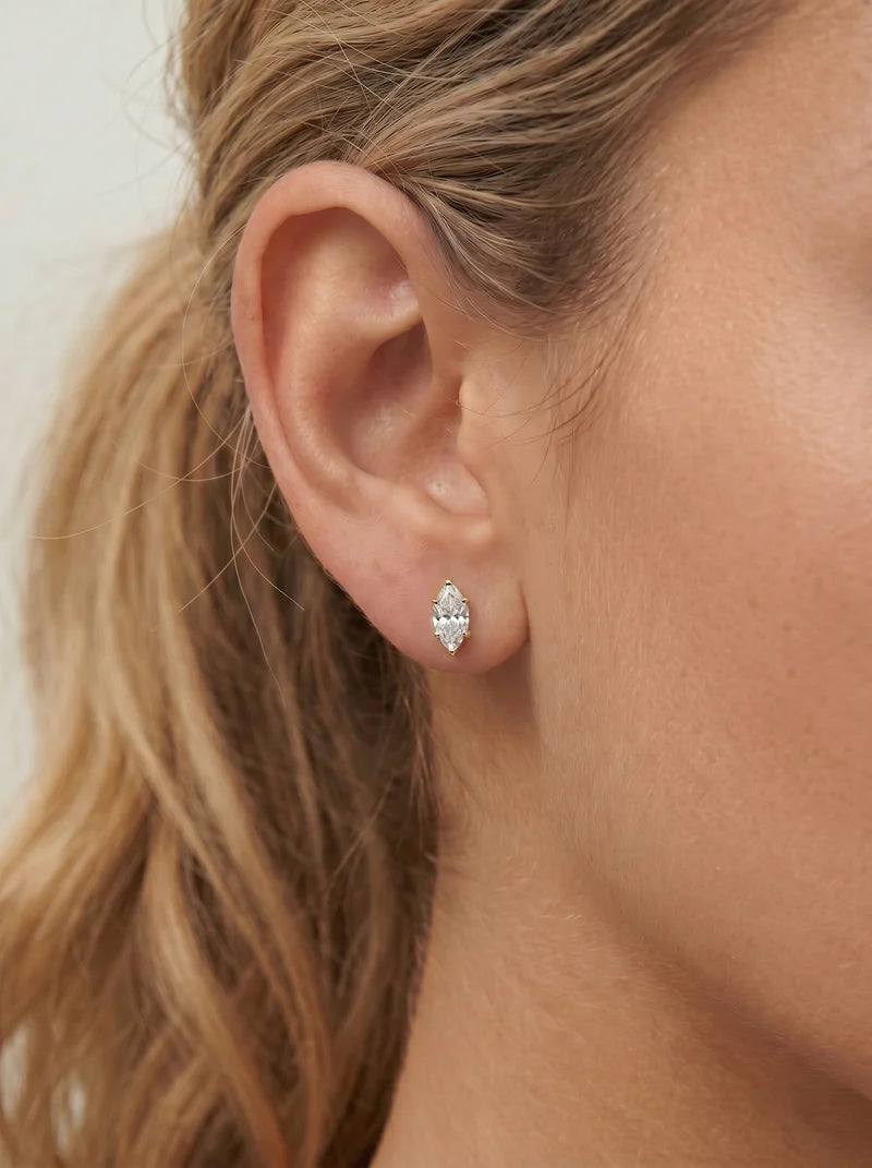 Lab Grown Diamond Monarch Contour Marquise Solitaire Stud Earrings