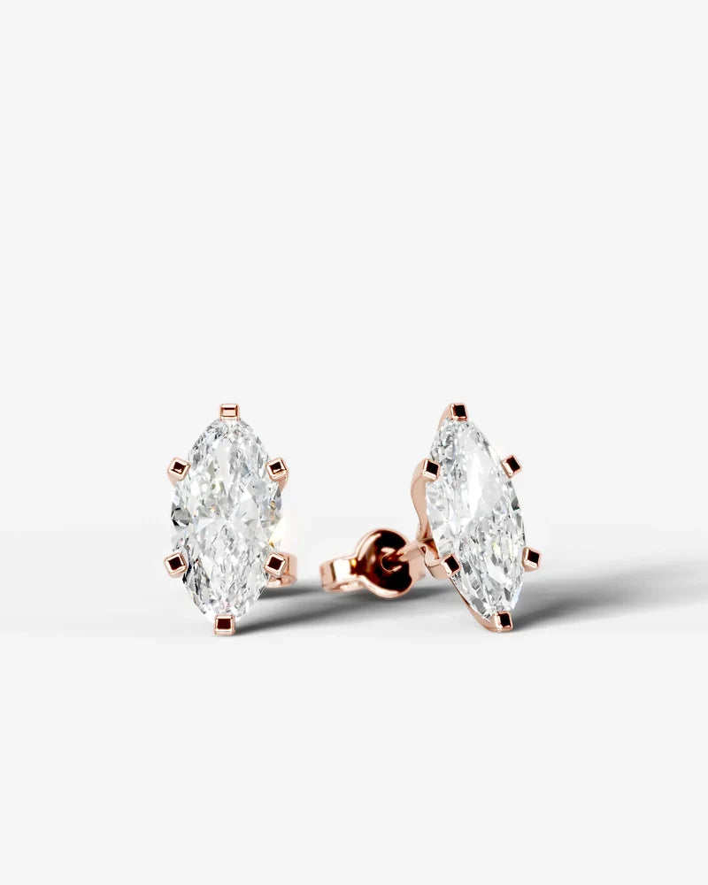 Lab Grown Diamond Monarch Contour Marquise Solitaire Stud Earrings