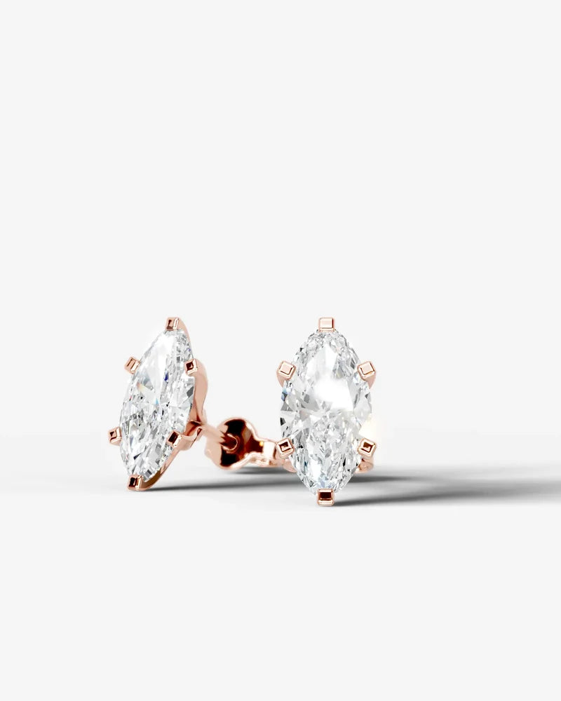 Lab Grown Diamond Monarch Contour Marquise Solitaire Stud Earrings