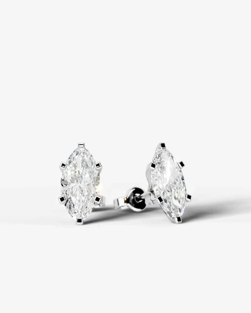 Lab Grown Diamond Monarch Contour Marquise Solitaire Stud Earrings