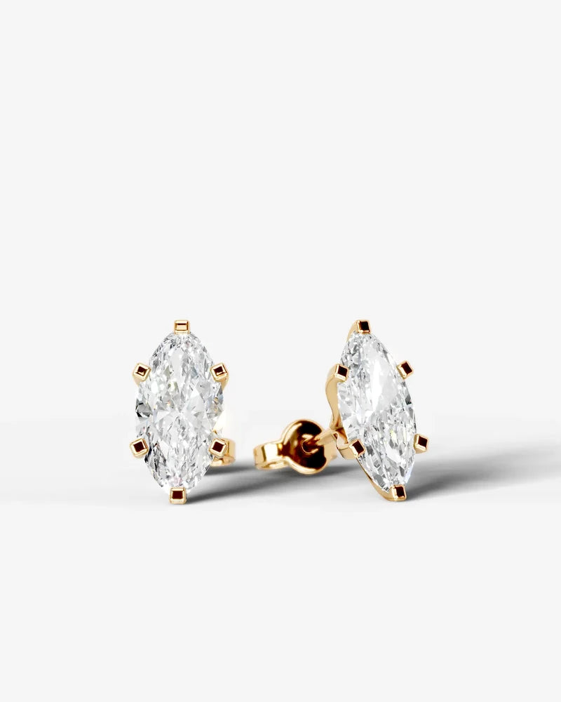 Lab Grown Diamond Monarch Contour Marquise Solitaire Stud Earrings