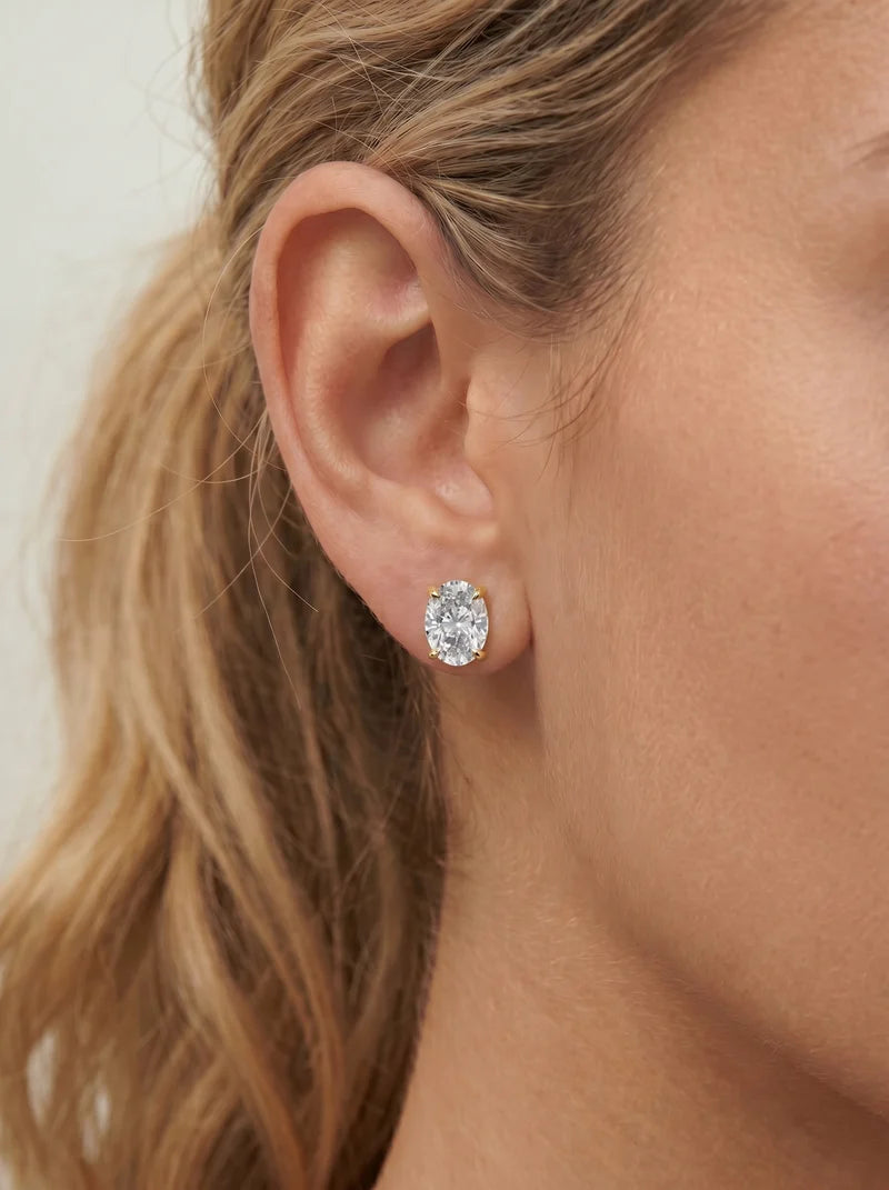 Lab Grown Diamond Grace Contour Oval Solitaire Stud Earrings
