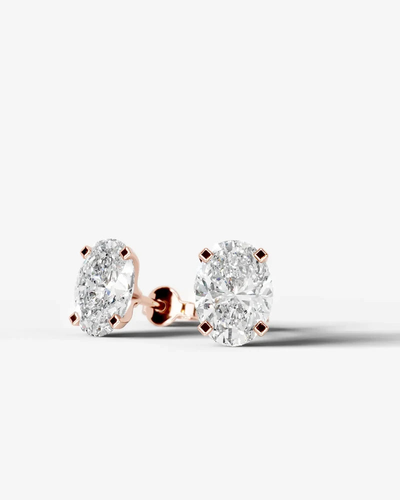 Lab Grown Diamond Grace Contour Oval Solitaire Stud Earrings
