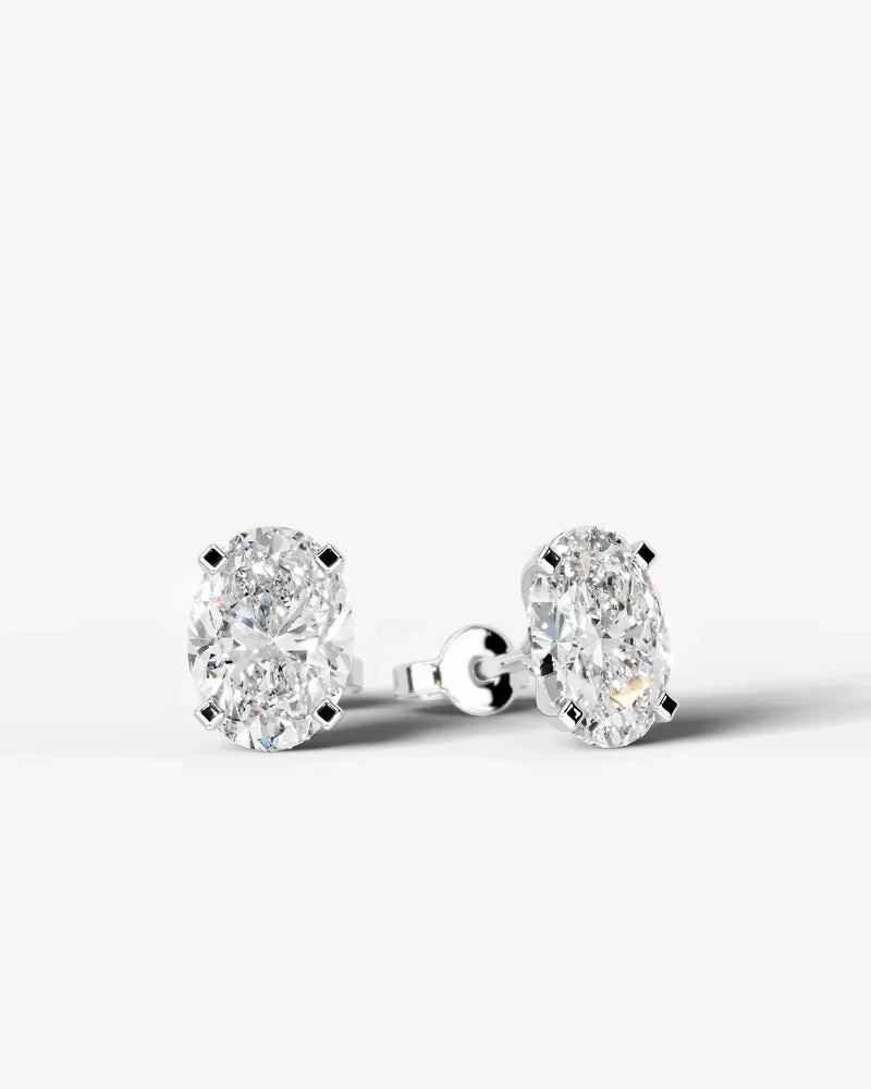 Lab Grown Diamond Grace Contour Oval Solitaire Stud Earrings