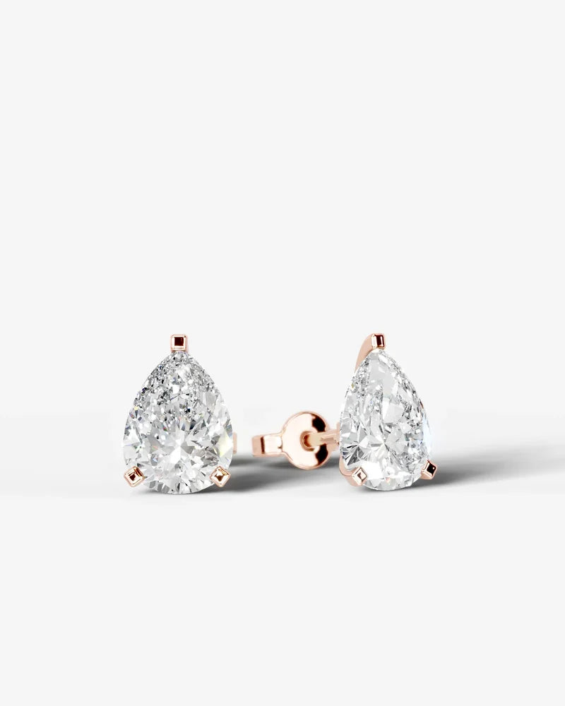 Lab Grown Diamond Teardrop Pure Pear Cut Solitaire Stud Earrings