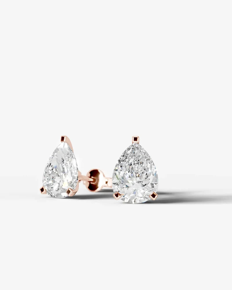 Lab Grown Diamond Teardrop Pure Pear Cut Solitaire Stud Earrings
